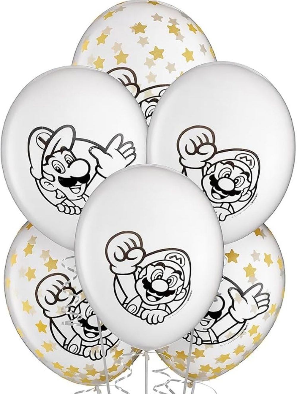 Nintendo Super Mario Clear Confetti Balloons with Yellow Accents - 6 Pack